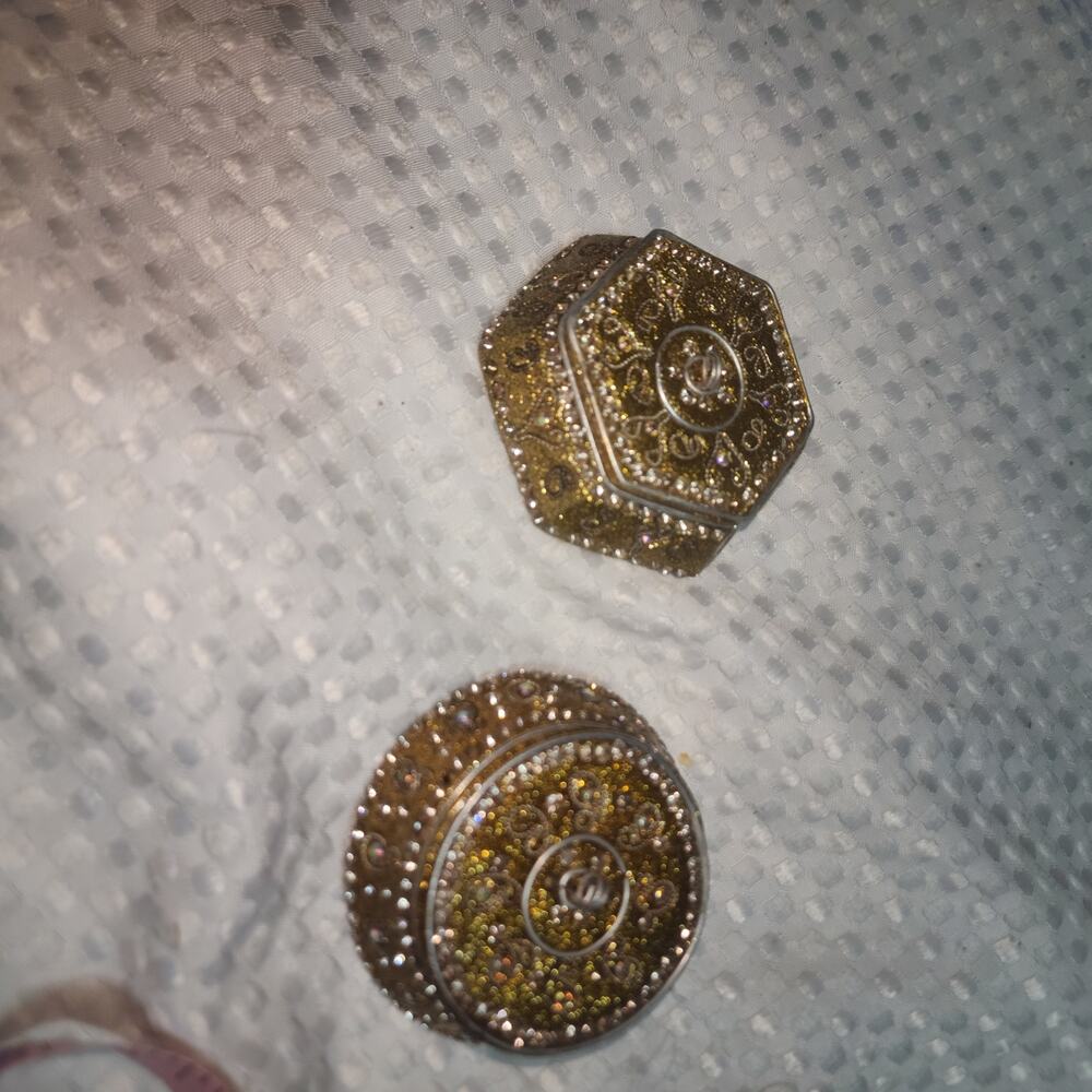 PIER ONE SET OF 2 JEWELED HEXAGON TRINKET BOXES